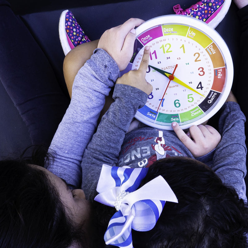 Relógio De Parede Infantil Educativo Analógico Colorido Didático
