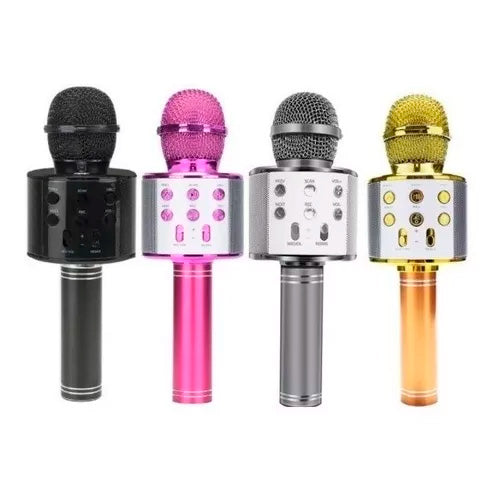 WS-858 - Microfone Infantil de Karaoke Microfone de Brinquedo Sem Fio Bluetooth