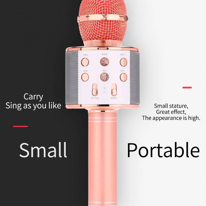 WS-858 - Microfone Infantil de Karaoke Microfone de Brinquedo Sem Fio Bluetooth