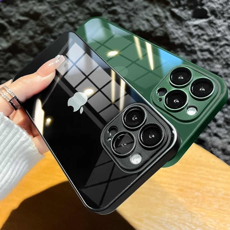 Capa De Vidro De Silicone 9D Para iPhone 15 14 13 12 11 Pro Max Plus Celular Espelho Com Filme Integrado De Lente